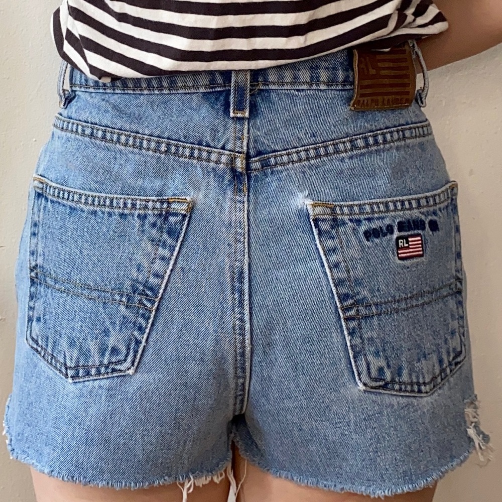 High waisted Polo Ralph Lauren jeans cut offs, 30”